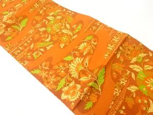 流水に草花模様織出し名古屋帯